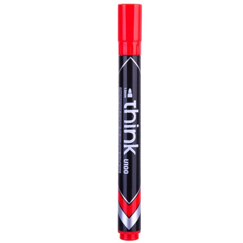MARKER PERMANENT ROSU VARF ROTUND 1.5MM DELI MARKER PERMANENT ROSU VARF ROTUND 1.5MM DELI